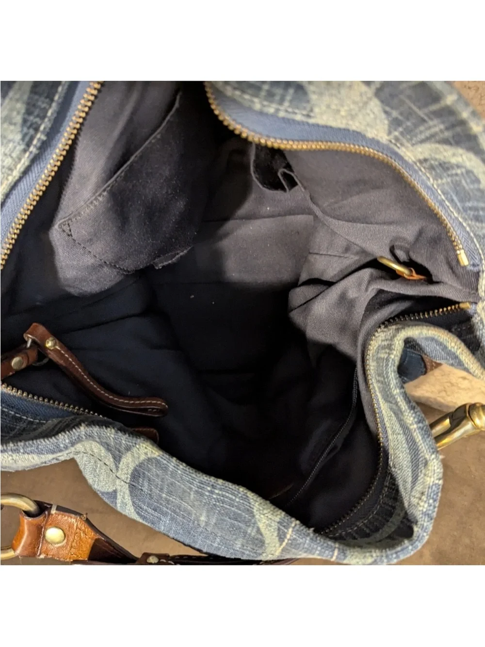 Coach Carly Blue denim Signature